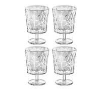 Koziol CLUB LIGHT Juego de 4 vasos, de plástico transparente, irrompibles, apilables, ligeros, aptos para lavavajillas, cocina, pícnic, fiesta, camping (250 ml, cristal transparente)