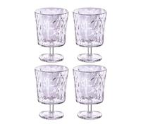 Koziol CLUB LIGHT Juego de 4 vasos, de plástico transparente, irrompibles, apilables, ligeros, aptos para lavavajillas, cocina, pícnic, fiesta, camping (vino 250 ml, lavanda)