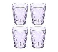 Koziol CLUB LIGHT Juego de 4 vasos, de plástico transparente, irrompibles, apilables, ligeros, aptos para lavavajillas, cocina, pícnic, fiesta, camping (S 250 ml, lavanda)