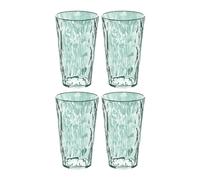 Koziol CLUB LIGHT Vasos | Juego de 4 | Agua Zumo de Vino | Plástico transparente, irrompible, apilable, ligero, apto para lavavajillas, cocina, picnic, fiesta, camping (L 400 ml, verde eucalipto)
