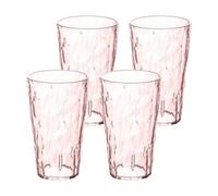 Koziol CLUB LIGHT Vasos | Juego de 4 | Agua Zumo de Vino | Plástico transparente, irrompible, apilable, ligero, apto para lavavajillas, cocina, picnic, fiesta, camping (L 400 ml, cuarzo rosa)