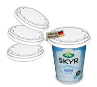 Koziol FRESH Juego de 3 tapas reutilizables para vasos de yogur, resistentes y elásticos, 500 ml, reutilizables, a prueba de fugas y aptas para lavavajillas (cristal transparente)