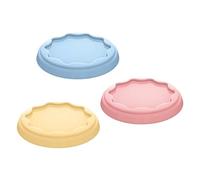 Koziol Juego de 3 tapas reutilizables para vasos de yogur (500 ml), reutilizables, transparentes y aptas para lavavajillas (azul dulce/rosa/amarillo)