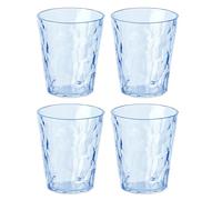 Koziol Superglas Club No. 1 - Juego de 4 vasos de agua de 250 ml, de plástico transparente, irrompible, reutilizable, para fiestas, camping, 4 unidades (aguamarina transparente), color azul
