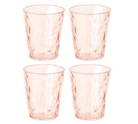 Koziol Superglas Club No. 1 - Juego de 4 vasos de agua de 250 ml, de plástico transparente, irrompibles, reutilizables, para fiestas, camping, 4 unidades (cuarzo rosa transparente)