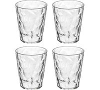 Koziol Superglas Club No.1 - Set de 4 Vasos Irrompibles de 250 ml, Vasos de Agua de Plástico con Efecto Cristal, Apilables, Aptos para Lavavajillas, Ideales para Fiesta, Camping y Cócteles
