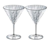 Koziol Superglas Club No. 12 Juego de 2 vasos de martini de 250 ml de plástico transparente, elegantes, irrompibles, reutilizables, perfectos para fiestas, acampar y tardes