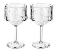 Koziol Superglas Club No. 15 Juego de 2 vasos de cóctel y ginebra 400 ml con pie, plástico cristal transparente efecto diamante, elegantes, irrompibles, reutilizables, para fiestas, jardín, camping