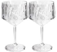 Koziol Superglas Club No. 15, set de 2 copas, 400 ml, copa de cóctel y gin con tallo, plástico transparente efecto diamante, elegante, irrompible, reutilizable, fiestas, jardín, 2 unidades