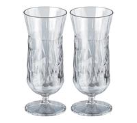 Koziol Superglas Club No. 17 - Juego de 2 vasos de cóctel y bebidas largas, 400 ml, de plástico transparente, irrompibles, reutilizables, para fiestas, camping, 2 unidades (gris claro de lujo)