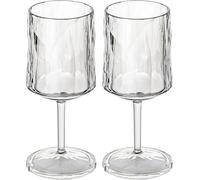 Koziol Superglas Club No. 21, Set de 2 copas de vino con pie, 250 ml, plástico transparente con efecto diamante, elegante, irrompible, reutilizable, lujo, Ideales para fiestas, camping