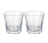 Koziol Superglas Club No. 22, set de 2 vasos de vino de 250 ml, vaso de plástico transparente con efecto diamante, lujoso, irrompible, reutilizable, Ideales para fiestas y camping