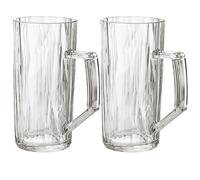 Koziol Superglas Club No. 26 - Juego de 2 vasos de cerveza de plástico transparente de 500 ml, irrompibles, reutilizables, para fiestas, acampadas, 2 unidades
