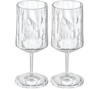 Koziol Superglas Club No. 4, set de 2 copas, 300 ml, copa de vino y aperitivo con pie, plástico transparente con efecto cristal, lujosa, irrompible, reutilizable, fiesta, camping