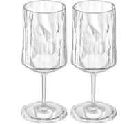 Koziol Superglas Club No. 4, set de 2 copas, 300 ml, copa de vino y aperitivo con pie, plástico transparente con efecto cristal, lujosa, irrompible, reutilizable, fiesta, camping