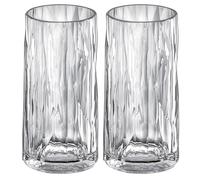 Koziol Superglas Club No. 8 - Juego de 2 vasos de 300 ml, de plástico transparente, irrompible, reutilizable, para fiestas, camping, 2 unidades (gris claro de lujo)