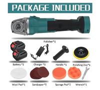 KOZWAY pulidor húmedo por Aire, Máquina pulidora eléctrica sin escobillas 288VF 1580W, pulidora de Coche, máquina de pulir Recargable for batería de 18V (Color : 1, Size : 2Battery EU Plug)