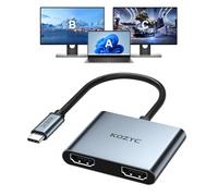 KOZYC USB C a Dual HDMI Adapter 4K@60Hz, Tipo C a HDMI Splitter Extended Display para MacBook/MacBook Pro Air DELL XPS13/15, Samsung Galaxy S9/S9+ (MST Only Support Windows OS)