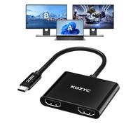 KOZYC USB C to Dual HDMI Adapter 4K @60Hz, Type C to HDMI Splitter Extended Display Kompatibel mit MacBook/MacBook Pro Air DELL XPS13/15, Samsung Galaxy S9/S9+ (Only on Windows Support MST), Black