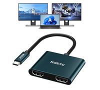 KOZYC USB C to Dual HDMI Adapter 4K @60Hz, Type C to HDMI Splitter Extended Display Kompatibel mit MacBook/MacBook Pro Air DELL XPS13/15, Samsung Galaxy S9/S9+ (Only on Windows Support MST), Black