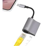 KozyOne Adaptador Ethernet 2 en 1 Light-ning a RJ45, adaptador Ethernet RJ45 de 10 Mbps/100 Mbps con puerto de carga, compatible con i-Phone/iPad/iPod, rápido y estable para juegos y visualización de