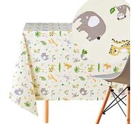 KP HOME Hule Mesa Rectangular 250x140 Patrón de Safari Animales Mantel PVC Mantel Hule es Fácil de Limpiar y Impermeable Vinilo Hules para Mesas Rectangular Estampado de Selva Cumpleaños para Niños