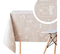 KP HOME Mantel Hule Mesa Rectangular 250x140, Fácil de Limpiar, Mantel PVC, Exterior e Interior, Vinilo Impermeable Antimanchas, para 8 Asientos, Patrón de Tablero de Restaurante, Color Beige Retro