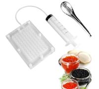 KPHREIDICATION KIT - Química de cocina, paquete de fusión | 100 agujeros Roe Sauce Dispenser Colador Herramientas con cuchara y jeringa, técnicas de recetas creativas, paquete de iniciación para