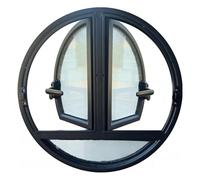 KPHYMOD Ventana Ventana abatible Redonda con Marco de Aluminio y Vidrio Templado, Ventanas de ventilación Interior para baño, Cocina, Dormitorio, Sala de Estar(Black,51 cm/20.1 in)