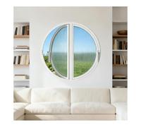 KPHYMOD Ventana Ventana Abatible Redonda, Ventanas De Vidrio Transparente De Doble Apertura con Mango para Baño, Sala De Estar, Cocina, Decoración del Hogar(White,109 cm/42.9 in)