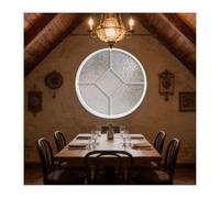 KPHYMOD Ventana Ventana Redonda De Vidrio para Privacidad Art, Aluminio Empotrada 40-120 Cm para Cobertizo, Ventanas Giratorias 360° con Iluminación Y Ventilación, Manijas(White,116 cm/45.7 in)