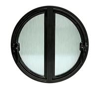 KPHYMOD Ventana Ventanas Abatibles Redondas, Ventanas De Repuesto De Vidrio Templado, Ventana Ventilada con Manija Bloqueable Personalizada para Baños, Garajes Y Lofts(Black,51 cm/20.1 in)