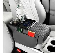 KPIRXO Reposabrazos Coche para VW Golf Polo ID.2all New Beetle Rabbit Up! 2003-2024 2025+, Base Antideslizante Cojin Reposabrazos para Coche, con Almohadilla Carga Inalámbrica,Black