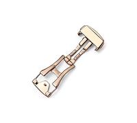 KPLYDSASTD Cierre de despliegue de acero inoxidable apto for accesorios de correa de reloj de cuero/goma Omega 16mm 18mm 20mm hebilla plegable Cierre(Rosegold nologo-16mm)