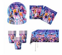 Kpop Demon 41 piezas decoración de cumpleaños, Hun-trix vajilla de cumpleaños, surtidos, vajilla de fiesta, plato, taza, toallas de papel, mantel, decoración de fiesta, reutilizable