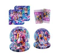 Kpop Demon 50 piezas decoración de cumpleaños, Hun-trix, vajilla de cumpleaños, reutilizable, vajilla de fiesta, plato, taza, toallas de papel, decoración de fiesta