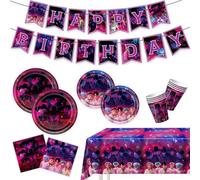 Kpop Demon 52 piezas decoración de cumpleaños, Saja Vajilla de cumpleaños, Surtidos, Vajilla de fiesta, Banners Felices, Plato, Taza, Servilletas de papel, Mantel, Deco Fete, Reutilizable