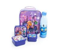 KPop Demon Hunters Bolsa para el almuerzo en color lila | Recipiente aislado para alimentos con botella y 3 latas de aperitivos | Fiambrera escolar con motivos de dibujos animados | K-Pop Demon