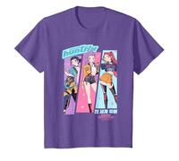 KPOP Demon Hunters Huntrix Anime Sketch Camiseta, Niños, Morado Jaspeado, 8 años