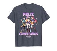 KPOP Demon Hunters Huntrix Feliz Cumpleanos Birthday Camiseta, Hombre, Azul Jaspeado, S