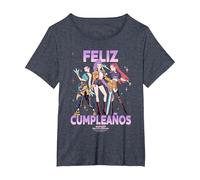 KPOP Demon Hunters Huntrix Feliz Cumpleanos Birthday Camiseta, Mujer Tallas Grandes, Azul Jaspeado, 6XL Grande