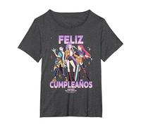 KPOP Demon Hunters Huntrix Feliz Cumpleanos Birthday Camiseta, Mujer Tallas Grandes, Jaspeado Oscuro, 5XL Grande