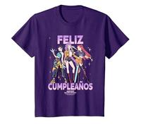 KPOP Demon Hunters Huntrix Feliz Cumpleanos Birthday Camiseta, Niños, Morado, 10 años