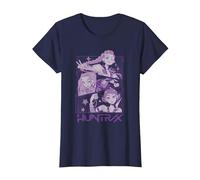 KPOP Demon Hunters Huntrix Huntr/X Manga Panels Trio Camiseta, Mujer, Azul Marino, M