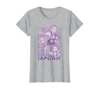 KPOP Demon Hunters Huntrix Huntr/X Manga Panels Trio Camiseta, Mujer, Gris Jaspeado, M