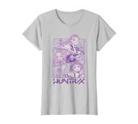 KPOP Demon Hunters Huntrix Huntr/X Manga Panels Trio Camiseta, Mujer, Plata, XXL