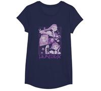 KPOP Demon Hunters Huntrix Huntr/X Manga Panels Trio Camiseta, Niñas, Azul Marino, S