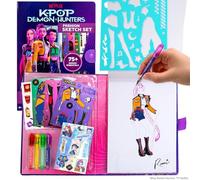 KPOP Demon Hunters™ - Juego de bocetos de Moda, Incluye Libro para Colorear, bolígrafos de Gel, calcomanías KPOP Demon Hunters, Plantillas y más, Juguetes geniales para niñas de 6 a 8 años
