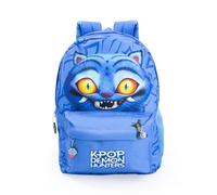 KPop Demon Hunters Mochila azul Derpy Tiger de K-Pop | Mochila escolar infantil con bolsillo frontal con cremallera | Correas acolchadas para los hombros y correa para el pecho | Merchandising