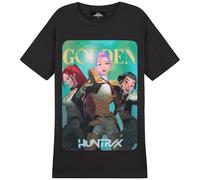 KPop Demon Hunters Oficial Huntrix Camiseta Niña Manga Corta, Camisetas Algodon, 4-14 Años (13-14 Años, Negro/Verde Huntrix)